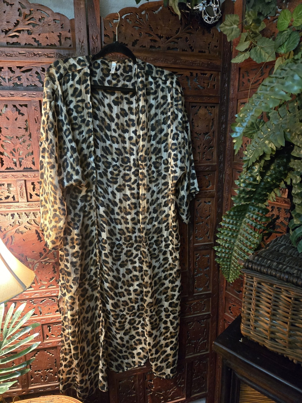 Leopard Print Long Kimono Cardigan - Animal Print Cape